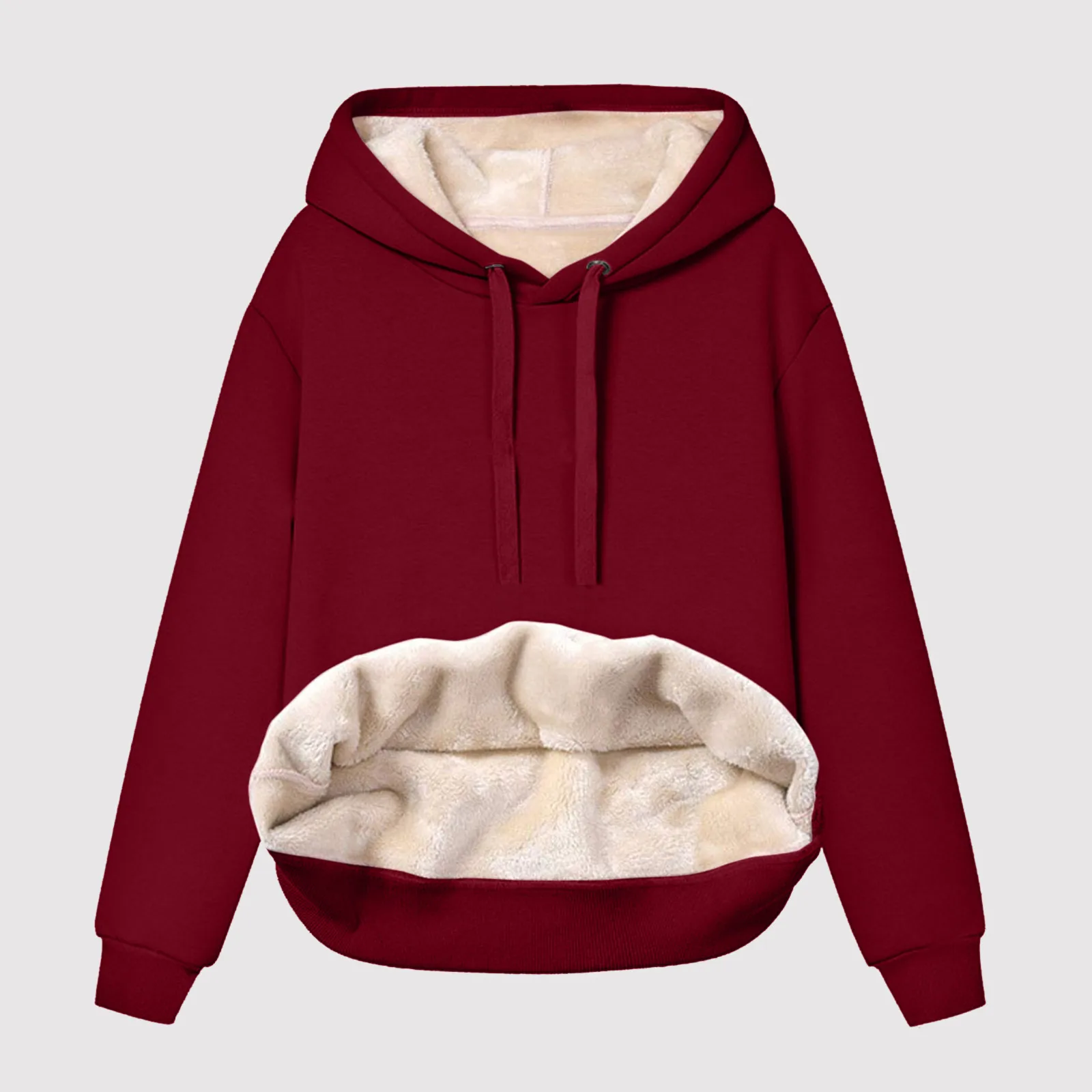 

Oversized Hoodie Winter Thermal Warm Hooded Sweatshirt Tops Hoodies Korean Solid Color Pullover Harajuku Drawstring Tracksuits