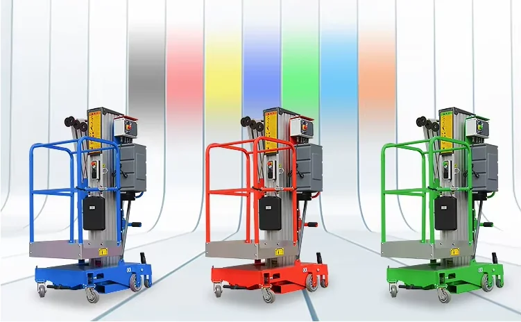 Aluminum Alloy Single Mast Lift Hydraulic Electric Aerial Work Platform Portable Vertical Personnel Lift OEM Supplier