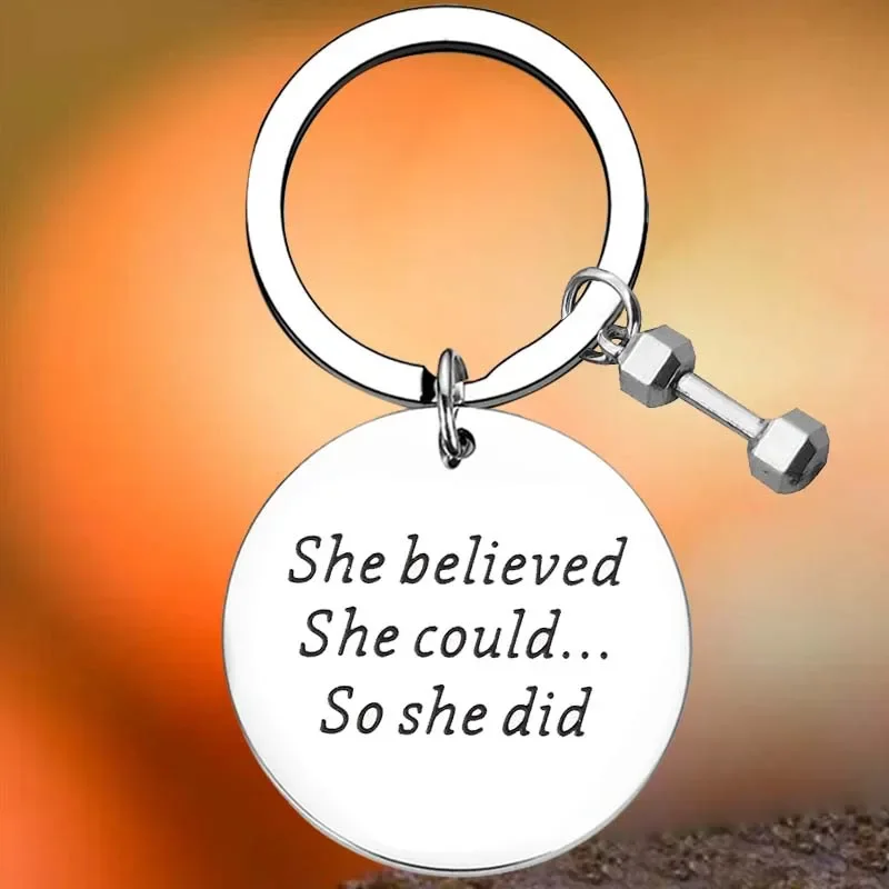 

Hot Fitness Gift Key Chain Ring Weightlifting keychains pendant Fitness Lovers Gift