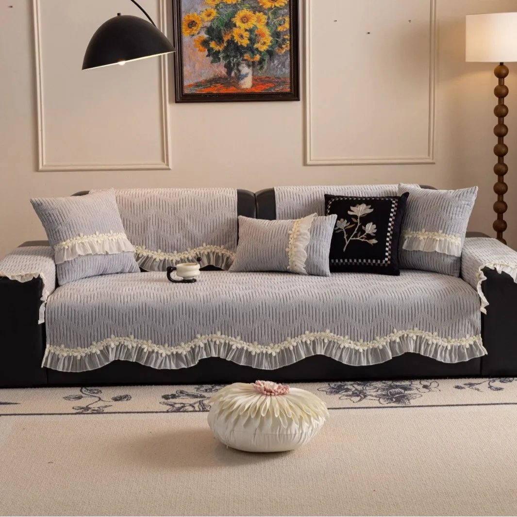 1pc Chenille Sofa Cushion All-Season Universal Non-Slip Anti-Cat Scratch Sofa Cover Dustproof Machine Washable Seat Pad