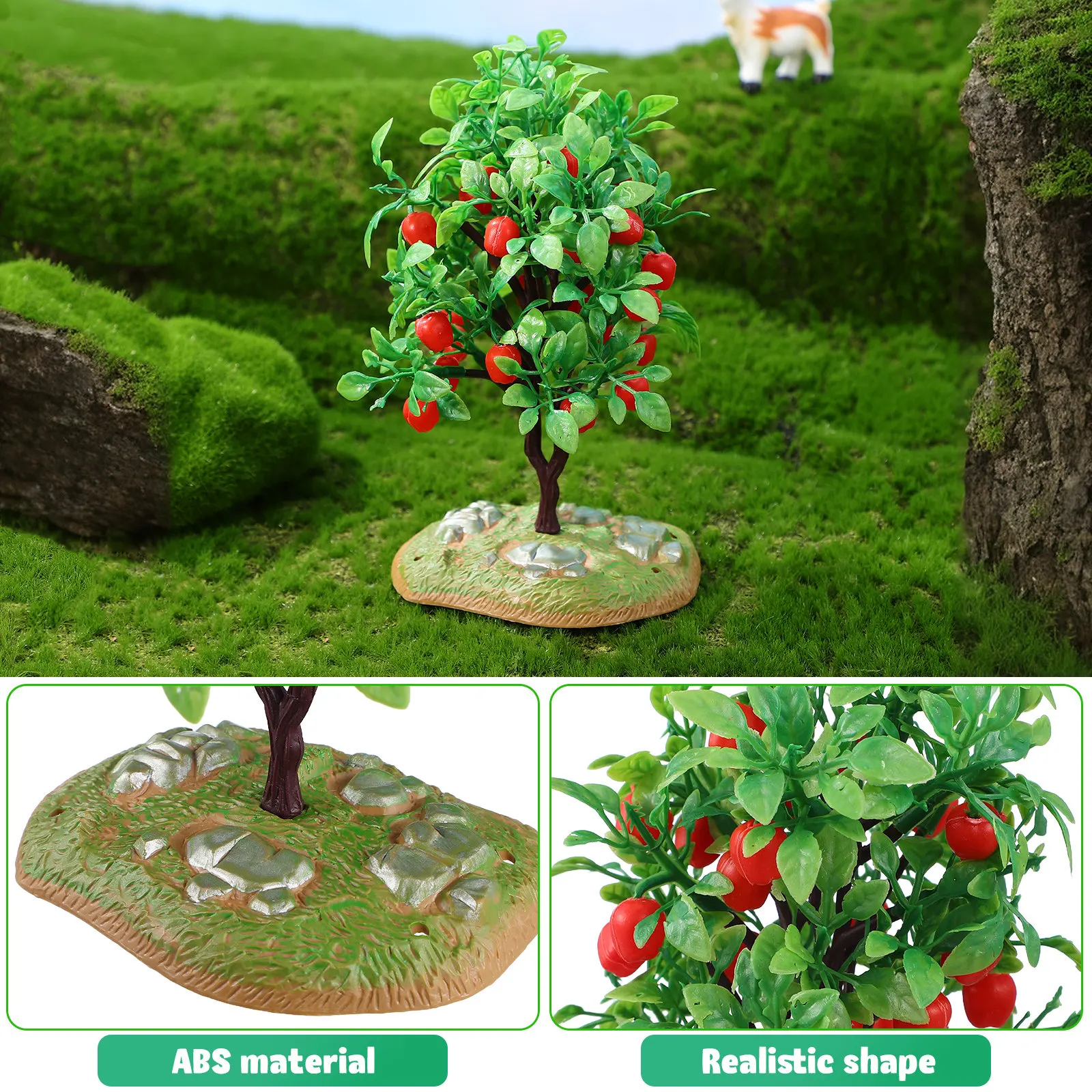 2Pcs Exquisite Miniature Fruit Trees Plastic Artificial Trees for Craft Projects Diorama Building Green Scenery Tree Adornment