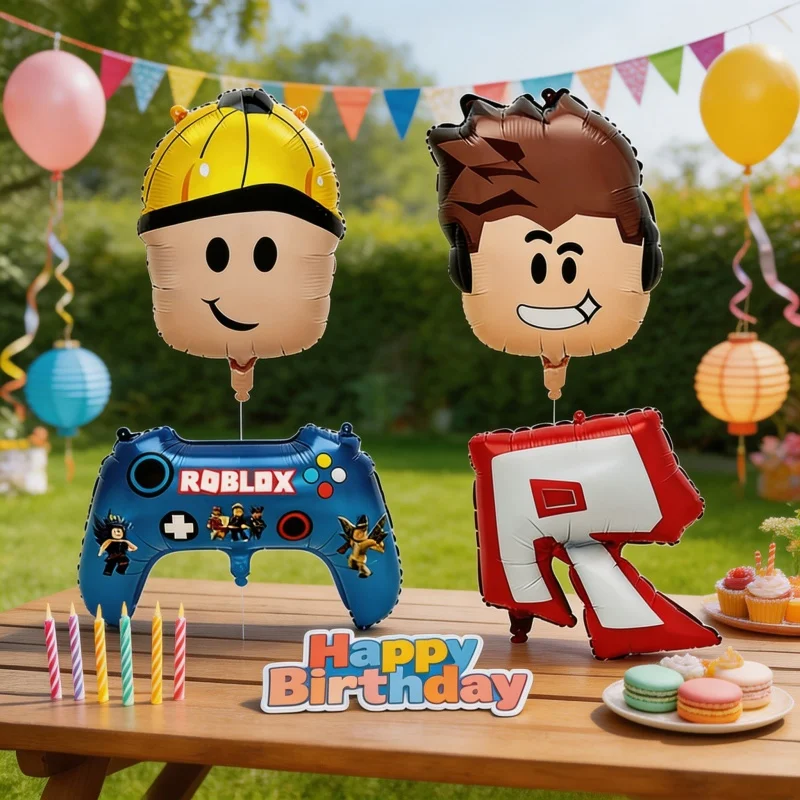 Roblox Aluminiumfolienballon-Kombination: Themen-Geburtstagsdeko, Ballon-Fest-Szenen-Layout, Party-Verzierungszubehör – Detail 2