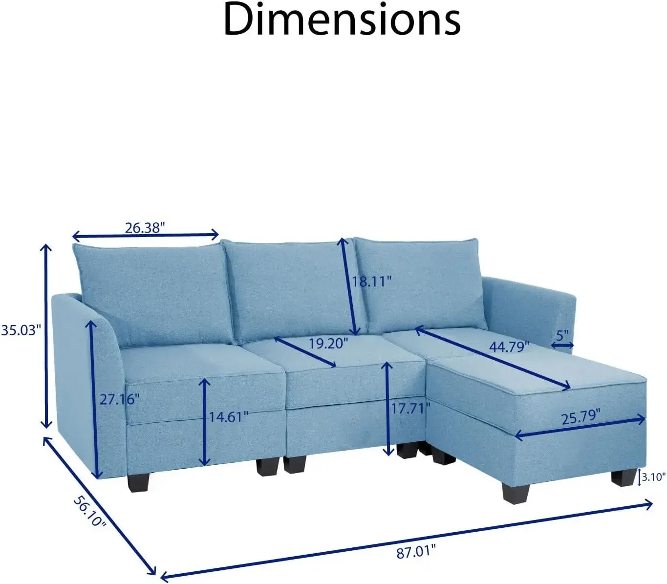 

Elizabeth Modular Sectional Sofa with Storage L Shaped Modular Sofa 4-Seater Sectional Couch for Living Room, Linen