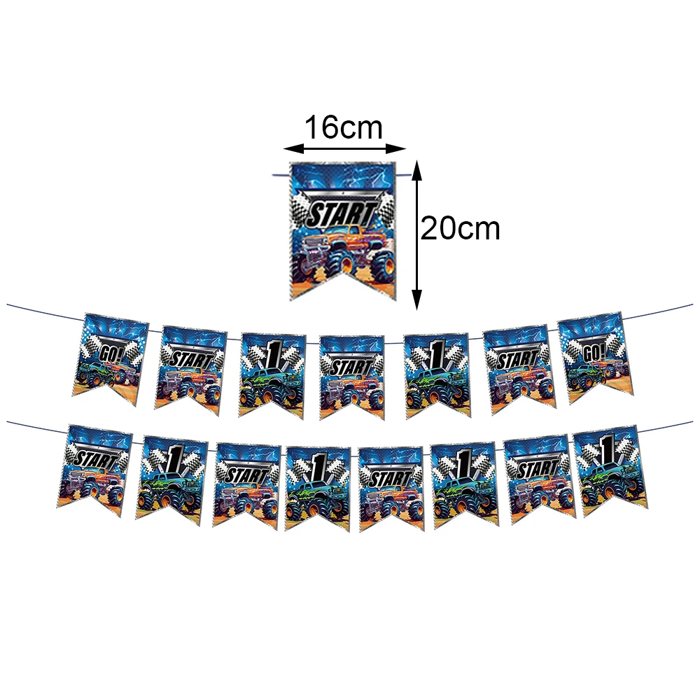Monster Truck Birthday Party Supplies Tablecloth Paper Plate Napkin Cup Balloon Monster Truck Theme for Kids 1st Birthday Decors