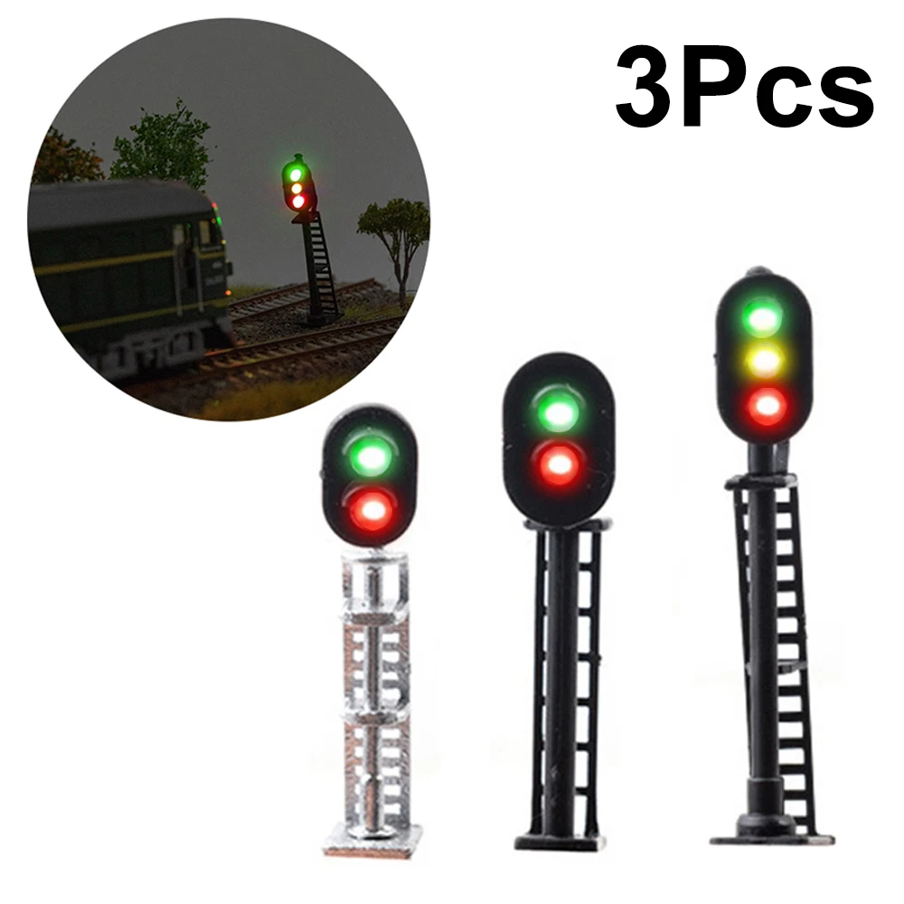 3Pcs HO Scale 1:87 Railroad Train Model Signal Traffic Lamp Miniature LED Signal Light 3V with Resistors Railway Scenes Layout