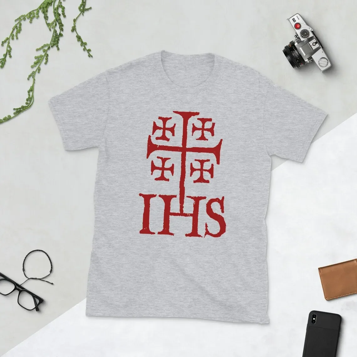 Jerusalem Cross IHS Catholic Knights Templar T-Shirt 100% Cotton O-Neck Summer Short Sleeve Casual Mens T-shirt Size S-3XL