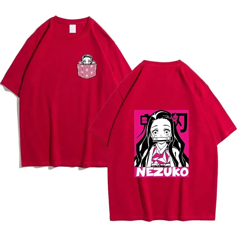 111 www انمي ياباني شيطان القاتل جديد المرأة T- Nezuko أنثى Tanjirou كامادو تي شيرتات ورق الرسم البياني مانغا Y2k 7 اللون قصير