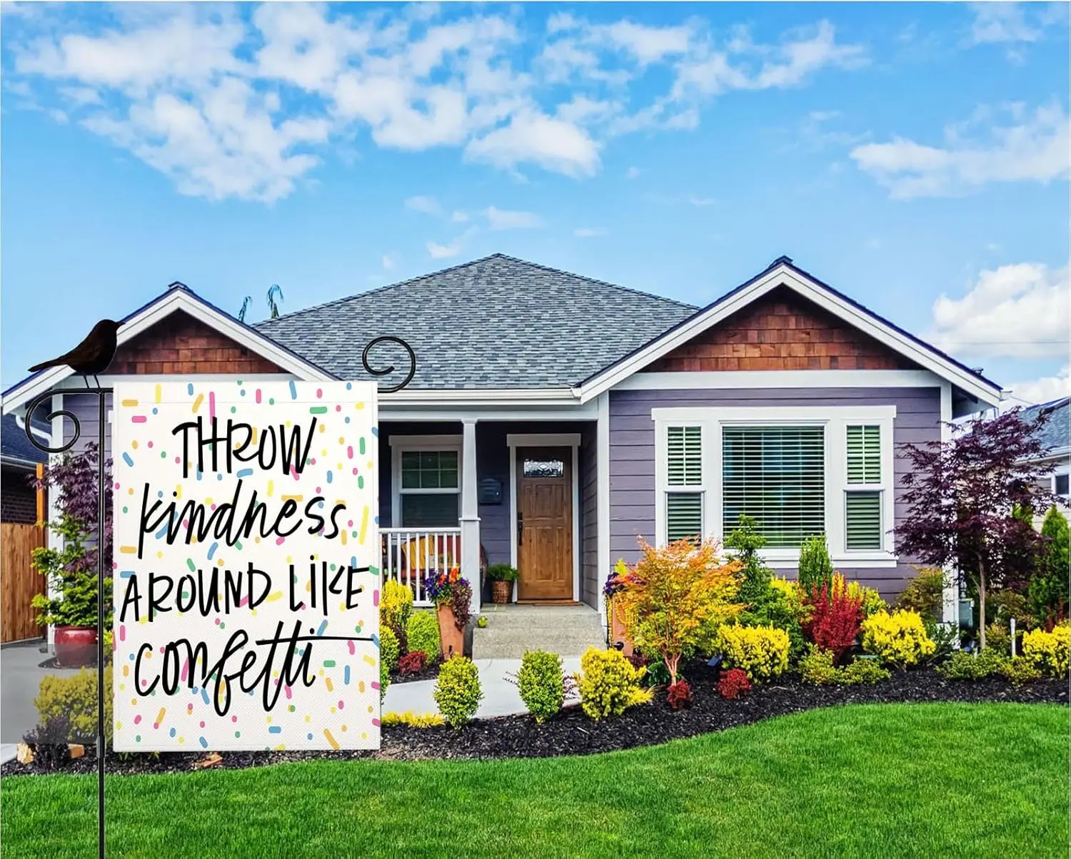 Mugod Throw Kindness Around Like Confetti Garden Flag 12.5x18 Inch Double Sided, Motivational Quote Word Yard Flag Burlap Ba WWP