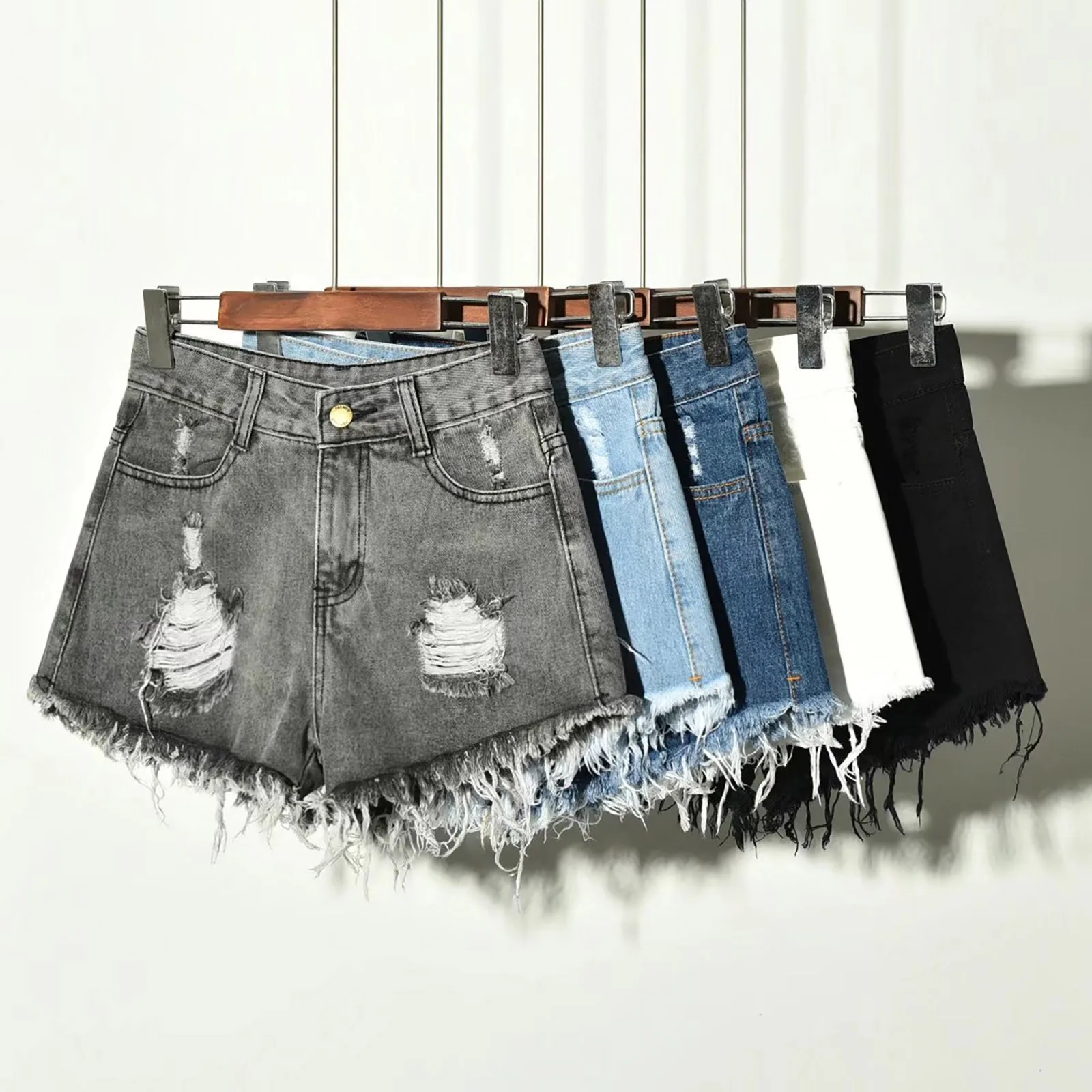 

Women's Ripped High Waisted Denim Shorts Stretchy Jean Shorts Bottoms Pants For Women Basic