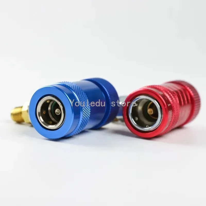 Freon R1234YF/R134A Auto Car Quick Coupler Connector Brass Adapters Air Conditioning Refrigerant Adjustable AC Manifold Gauge