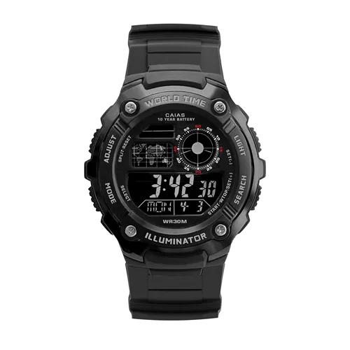 Imagen 2 del producto Reloj de choque Original, reloj electrónico deportivo unisex, función completa, pantalla LED, aleación, hora mundial, serie de roble