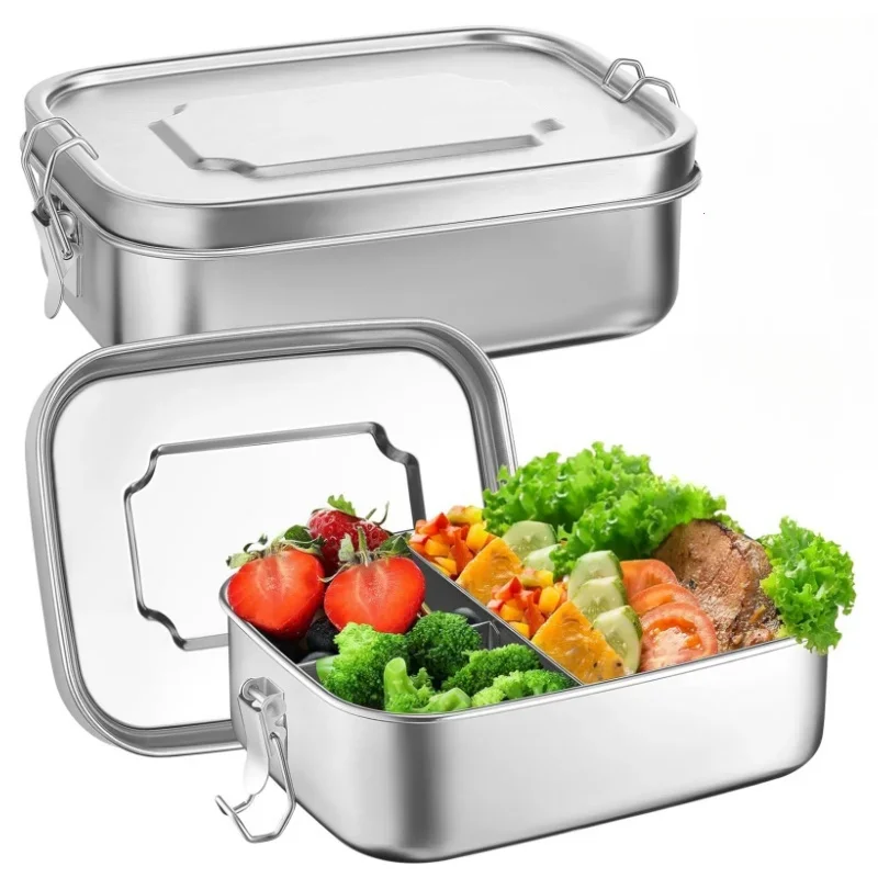 Bento-Lunchbox mit Fächern, 304 Edelstahl Lebensmittelbehälter für Kinder/Erwachsene, Versiegelte Box mit Großer Kapazität
