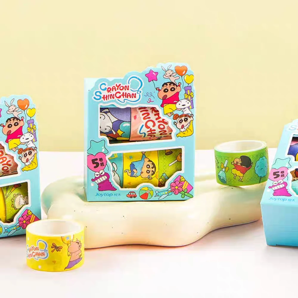 

5 рулонов, натуральный аниме-карандаш Шин-Чан, наклейки на ленту, мультяшный планировщик, скрапбук, сделай сам, декор ручной работы, материалы для девочек, подарки на день рождения