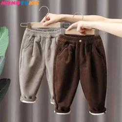 Autumn Winter simple Fashion Harajuku Sweatpants Thick Warm Fleece Children Pants Corduroy Trousers Harem Pant Casual Streetwear