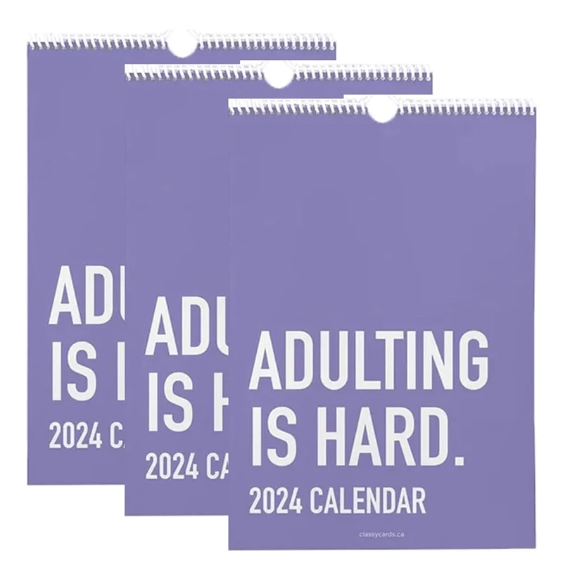 3PCS Adulting Is Hard 2024 Calendar, 2024 Monthly Inspirational Wall Calendar For Adults, Planners For Office Calender Durable