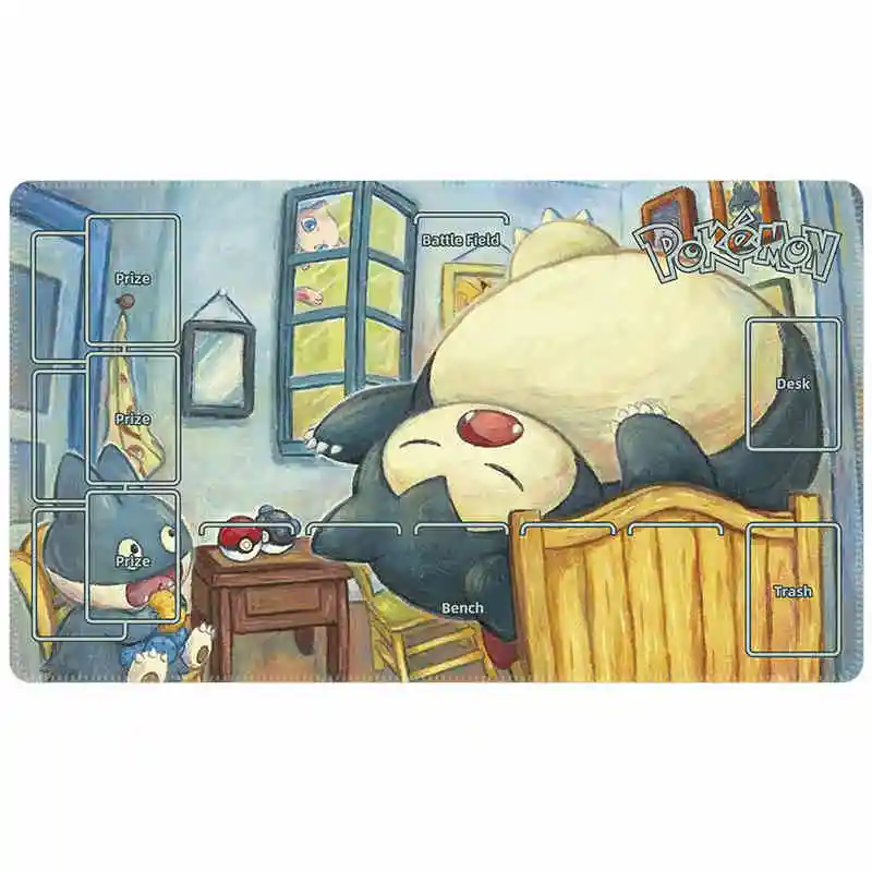 600X350X2Mm Pokemon Snorlax Eevee Gra planszowa Mata kartonowa OPCG PTCG Gwiaździste niebo Anime Pojedyncza podkładka na stół bojowy Karta anime Prezent Zabawka