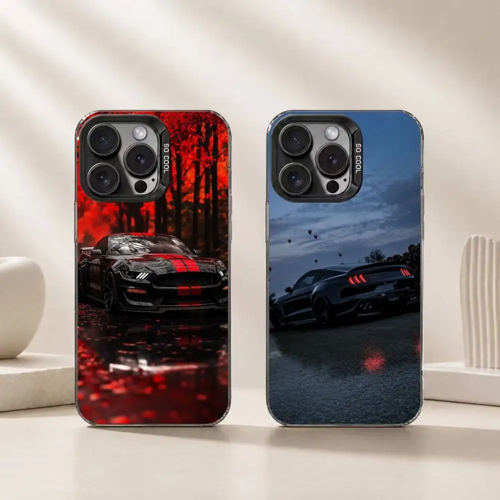 Cool Pony Car Phone Case For iPhone 17,16,15,14,13,12,11 Plus,Pro Max,XS,Colorful Silver Phone case Funda Cover