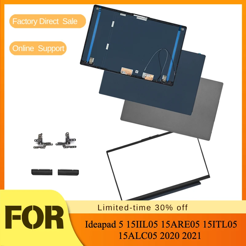 New LCD Back Cover/Front Bezel/Hinges For Lenovo Ideapad 5 15IIL05 15ARE05 15ITL05 15ALC05 2020 2021