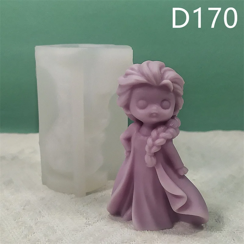 Molde de silicone para casamento vela festiva, Cute Princess Series, Sabão Gesso Molud, Aromaterapia, Gift Making, D166-171