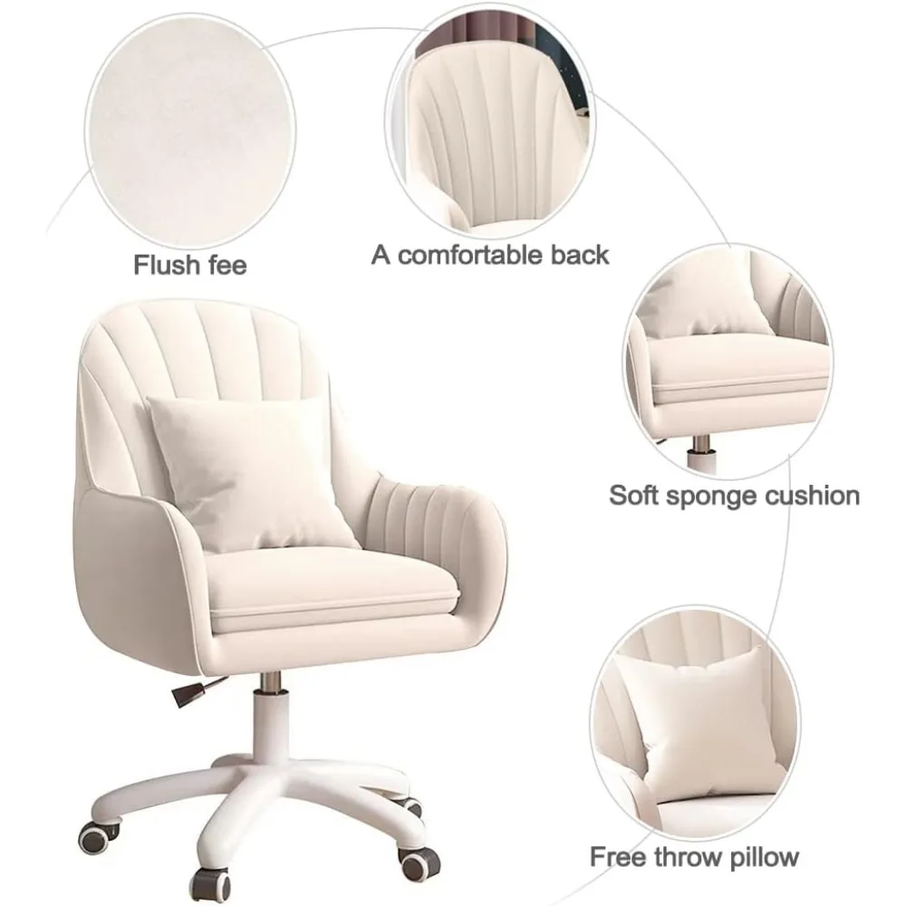 

"Mid-Back Office Chair - Upholstered Velvet Swivel w/ Tufted Design & Height Adjustable"​