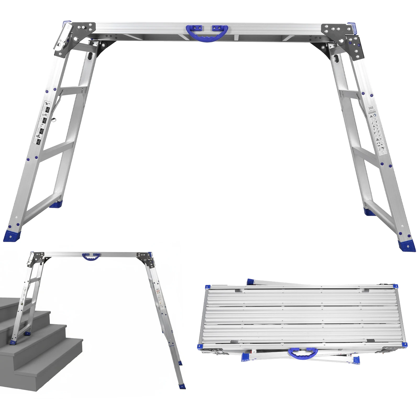 منصة عمل قابلة للتعديل 50 ترس منصة تلسكوبية متعددة الوظائف منصة تسلق من الألومنيوم لتنظيف نافذة غسيل السيارات #4
