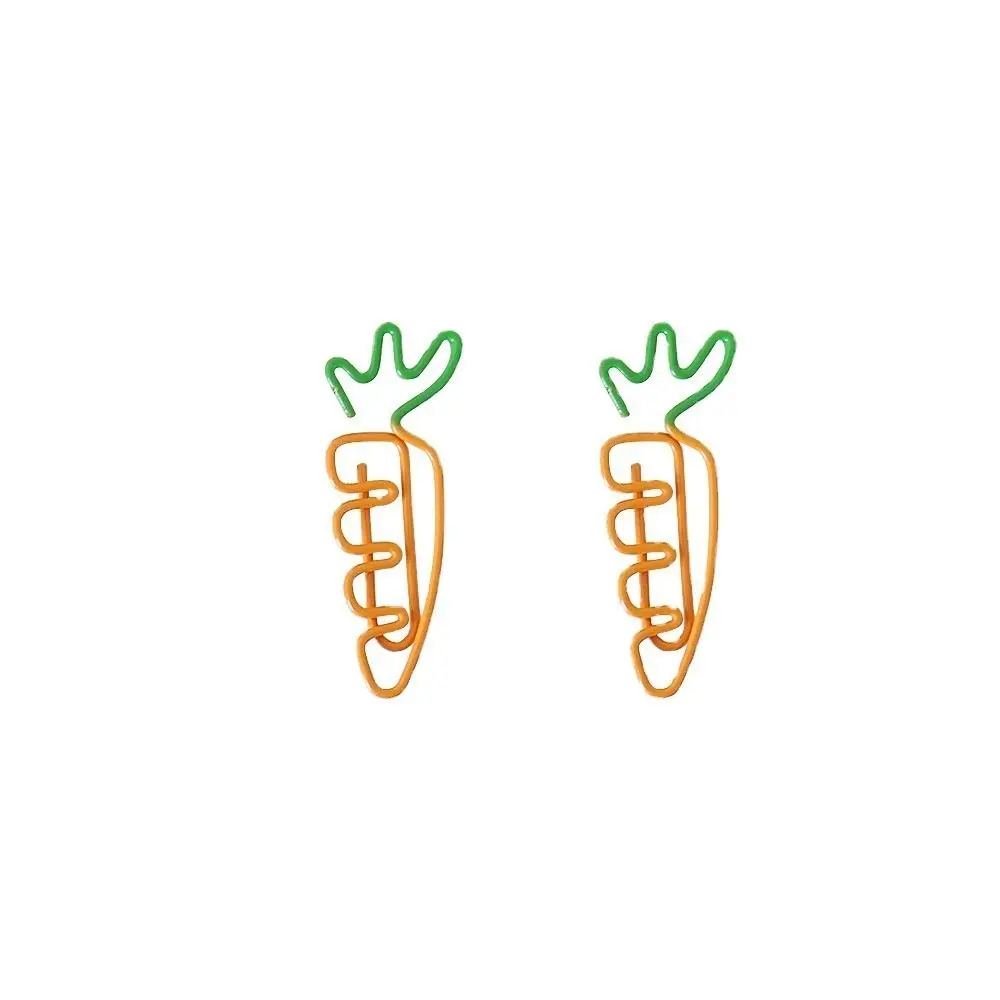 5pcs Carrot Shaped Carrot Paper Clip Reading Assistant Memo Clip Carrot Metal Bookmark Fruit Binder Clip Office Binding Supply