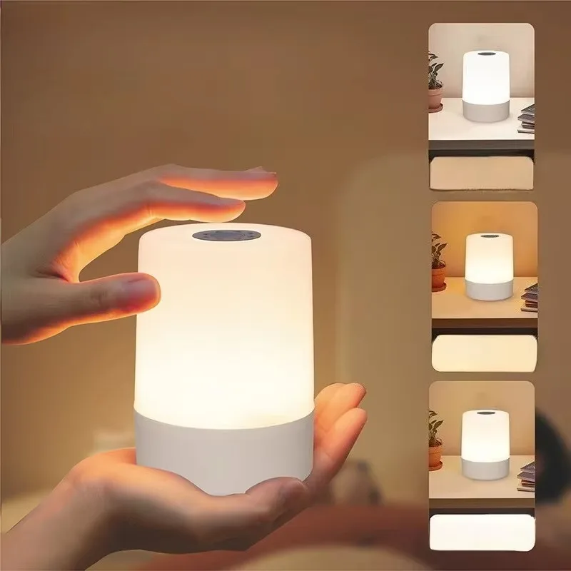 Rechargeable Touch Dimmable LED Night Lamp Desktop Reading Table Light Bedside Bedroom Home Decoration Lighting