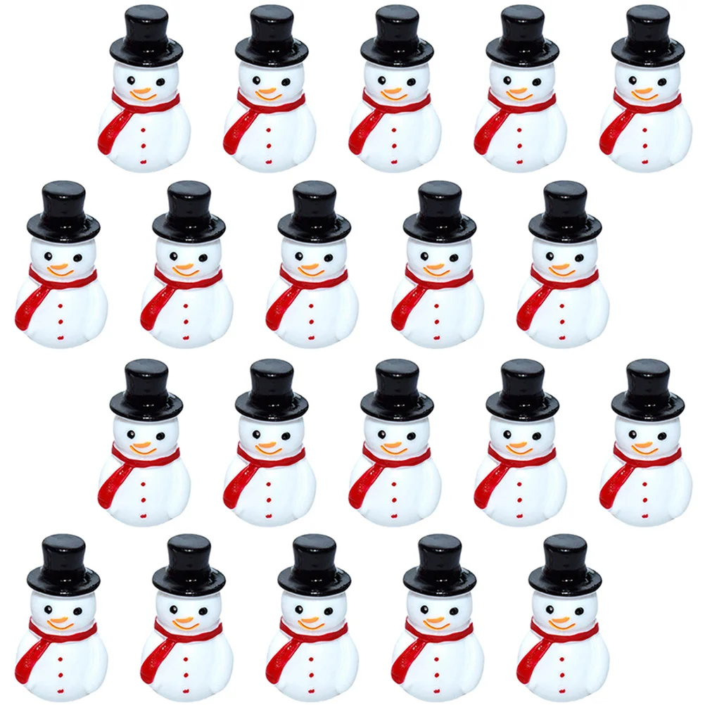 30 Pcs Mini Snowman Christmas Ornaments Crafts Adorable Tiny Resin Miniature Figures