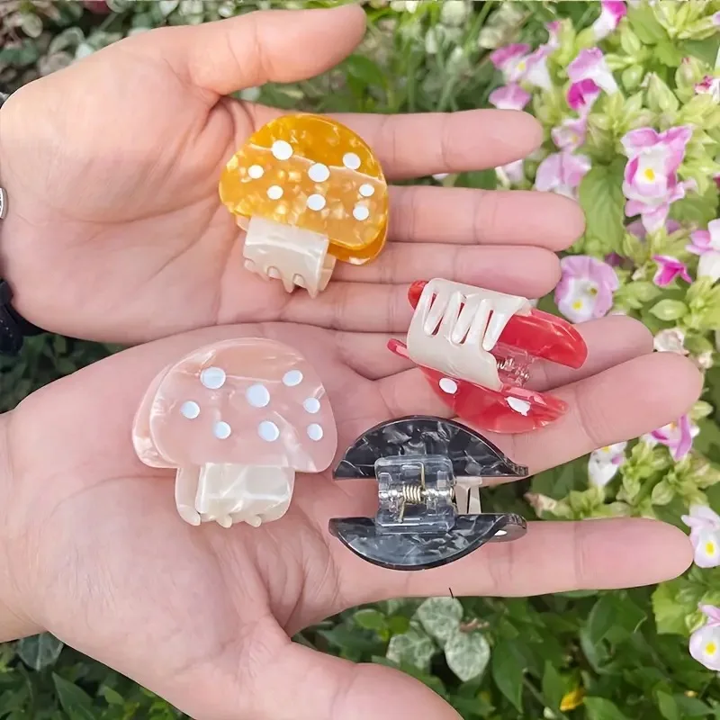 

DuoShang Sweet Cute Colored Mushroom Hair Claw Eco-friendly Acetate Claw Clips Crab Hair Clips for Women Girls Hair Accessories