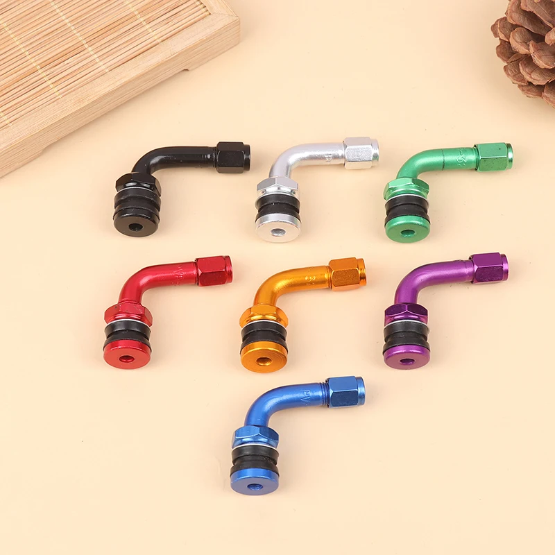 2Pcs 90 Degree CNC Aluminum Alloy Universal Tubeless Valve Stems Caps Motorcycle Wheel Tire Valves Stem Cap Air Cover