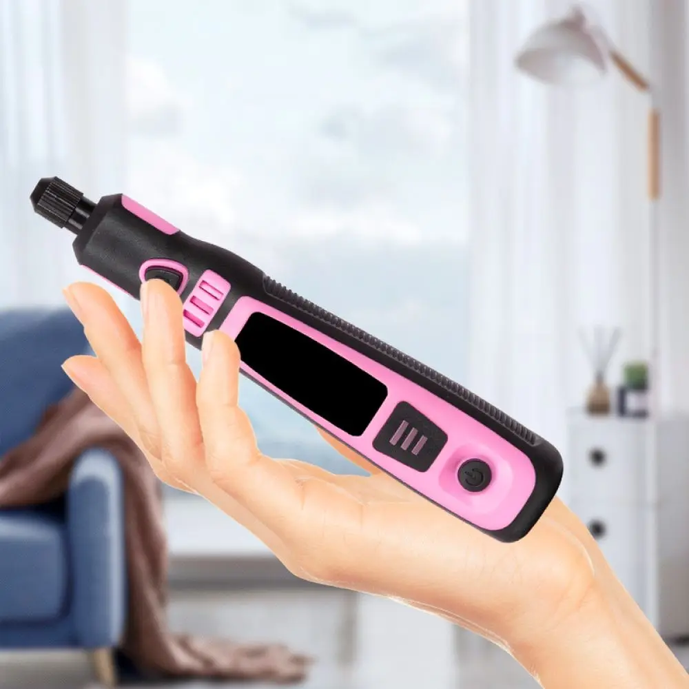 Compact Electric Grinding Pen Pink Portable Rotary Tool For Precision Nail Care And Small Craft Project Surface Finishing