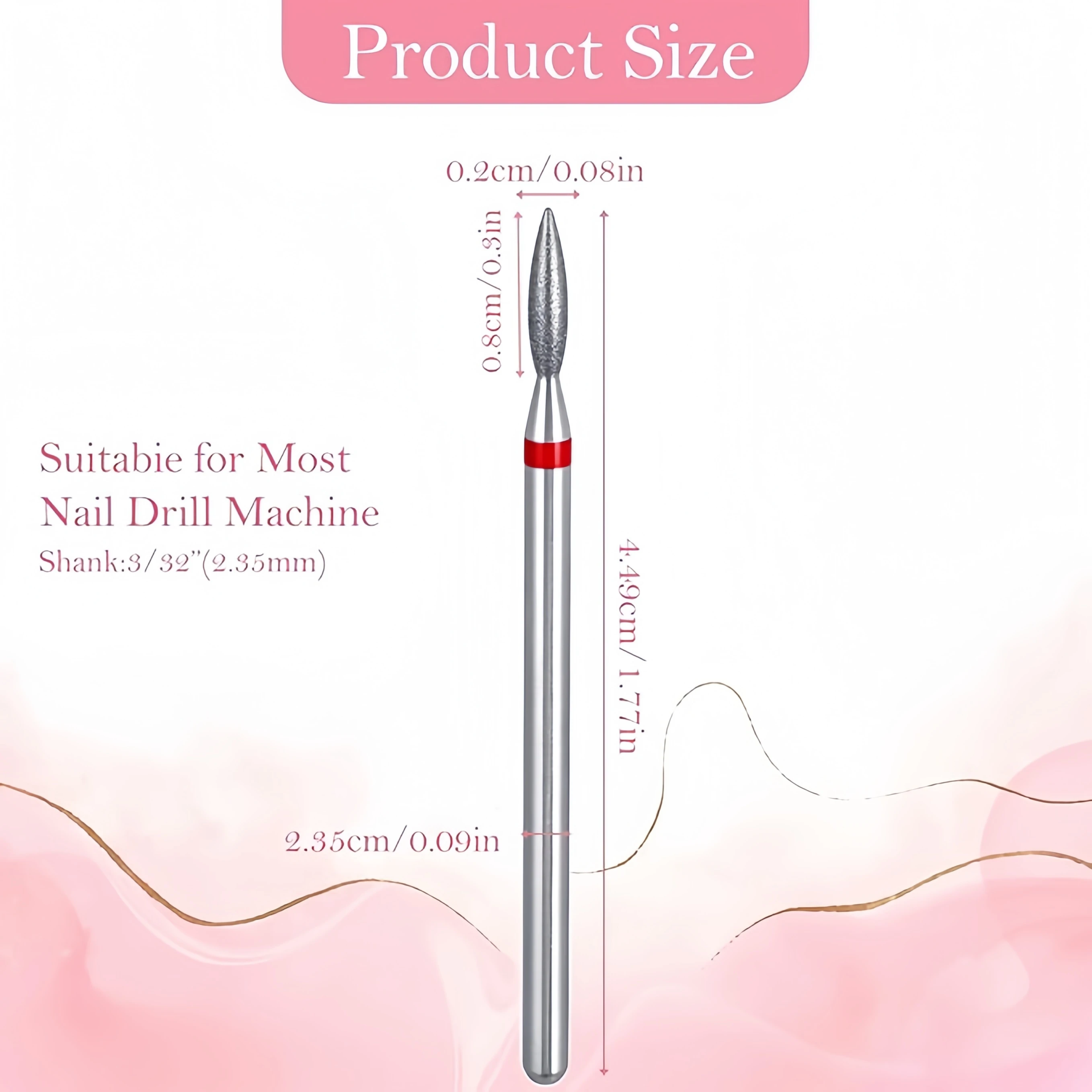 8 pezzi di alta qualità diamante fresa punte da trapano per unghie set per trapano per unghie accessorio per macchina per cuticole strumenti per sbavature a forma di fiamma