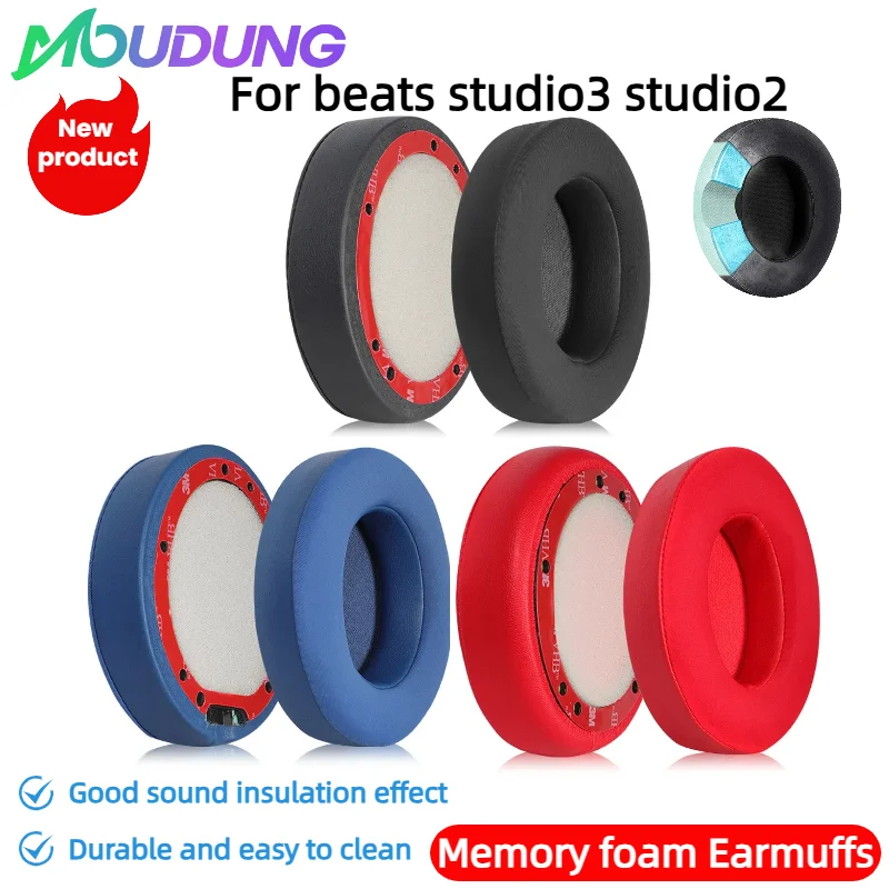

MOUDUNG Replacement Ice gel Ear Pads Cushions For Beats studio3 studio2 Headphone Softer Protein Leather Earpads
