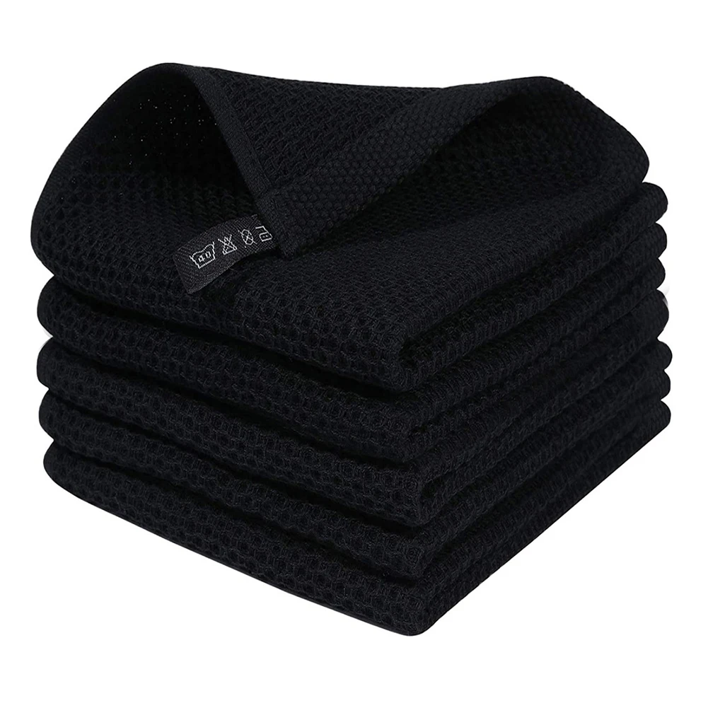 Absorbent Cotton Dishcloths and Kitchen Towels with Hanging Hook Waffle Weave Texture for Efficient Cleaning and Drying
