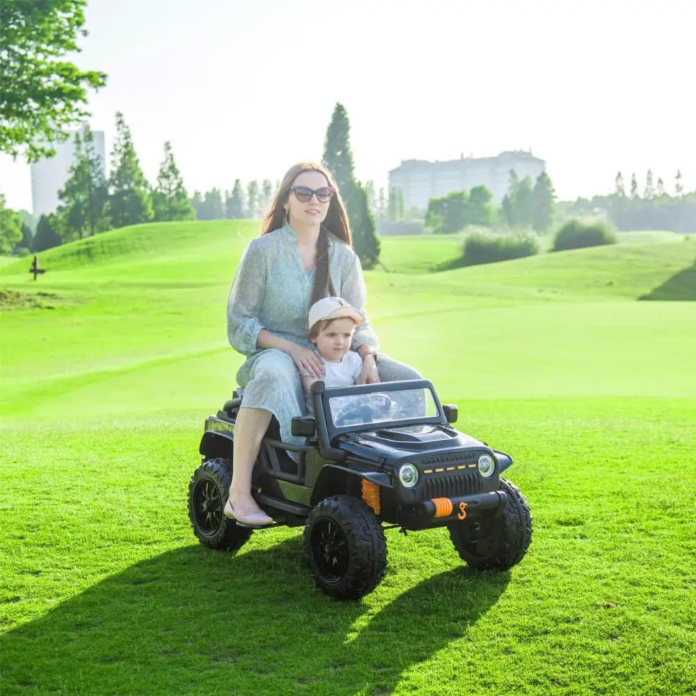 Coche 24V para niños y padres, Bluetooth, botones delanteros y traseros, cinturones de seguridad Coche eléctrico Coche eléctrico para niños