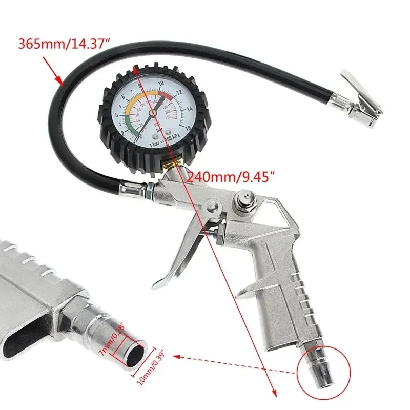 Imagem -06 - Carro Motocicleta Multifuncional Pneu Medidor de Monitoramento Pressão ar Testador Compressor ar Dial Medidor Inflator Bomba Ferramentas 220psi