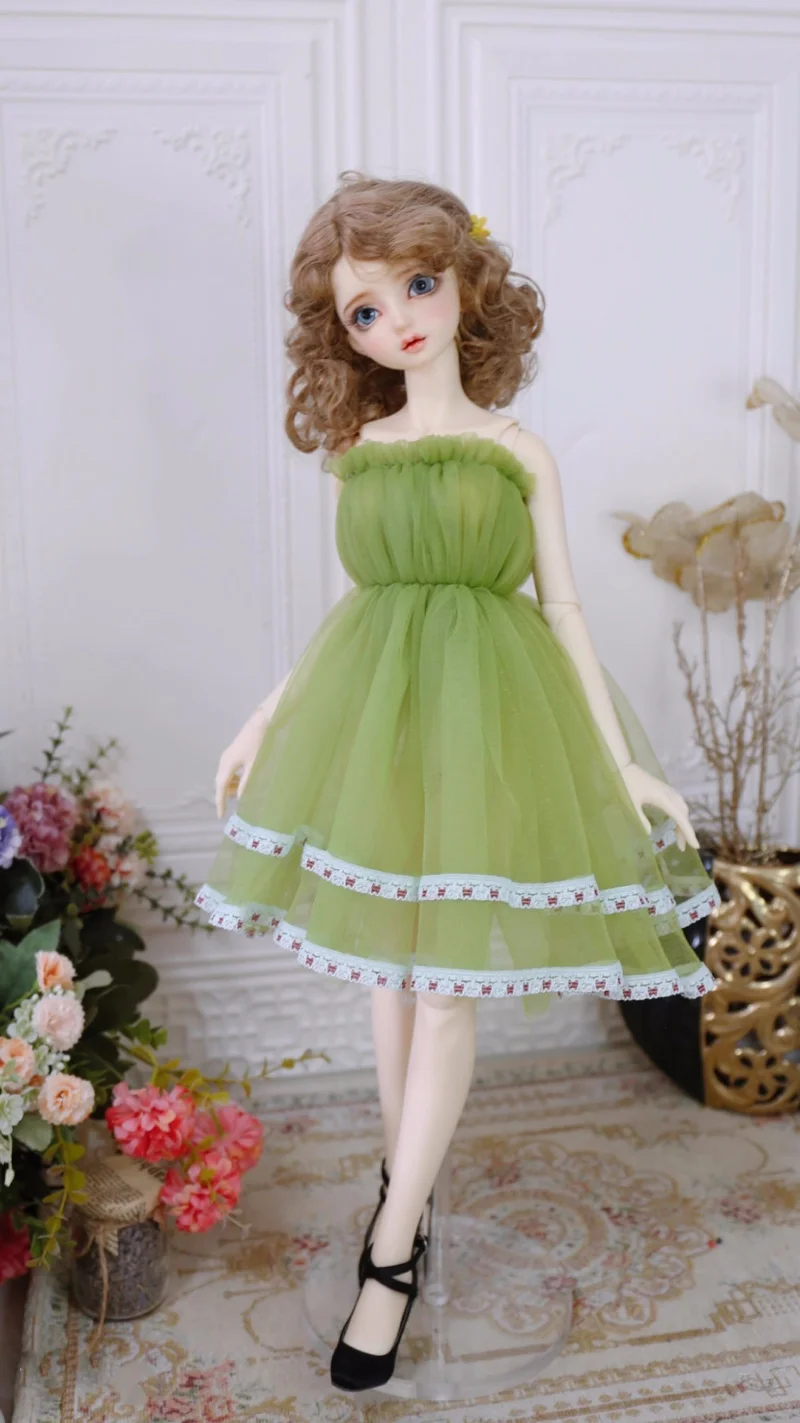 bjd doll clothes fit into 1/3 size light green chesty Fairy Puffy Fairy gauze dress doll accessories