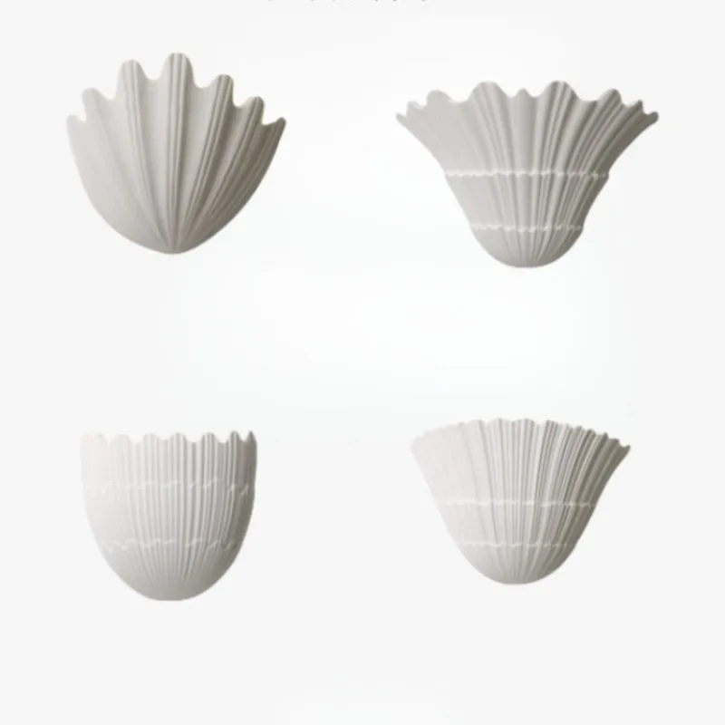 Wabi Sabi Estilo Gesso Shell Forma Lâmpadas de Parede Cabeceira Francesa LED Arandelas Sala de estar Fundo Decoração de Parede Corredor Escada