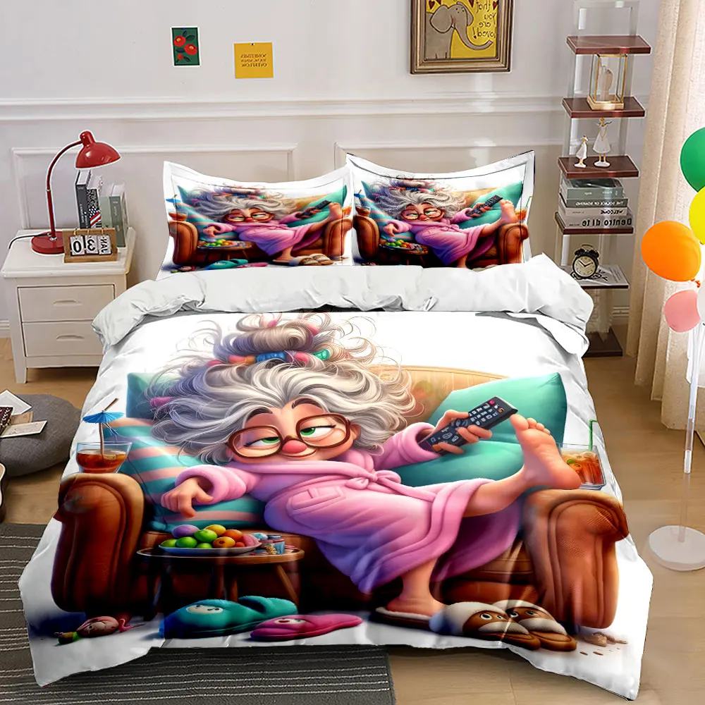 Lazy Afternoon Tea Time Print Bedding Set 1 Duvet Cover 2 Pillowcases for Adult and Children Luxury Gift Full Size
