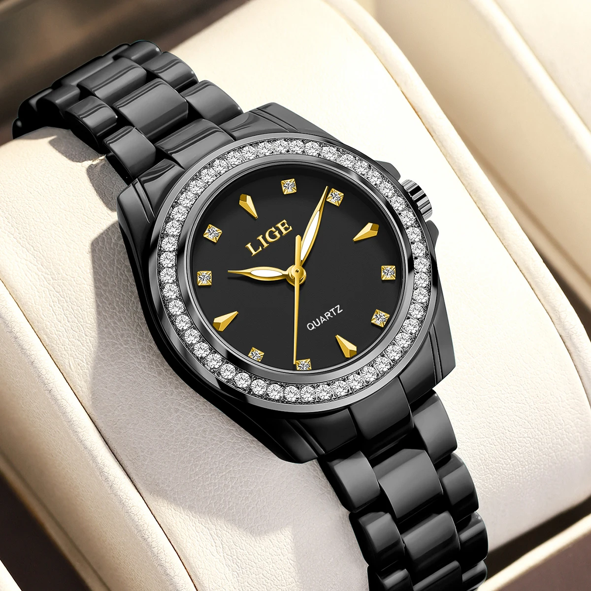 LIGE Luxury Women's Watch Casual Quartz Elegant Ceramic Luminous Ladies Watch Business Fashion Women's Wristwatch reloj de mujer