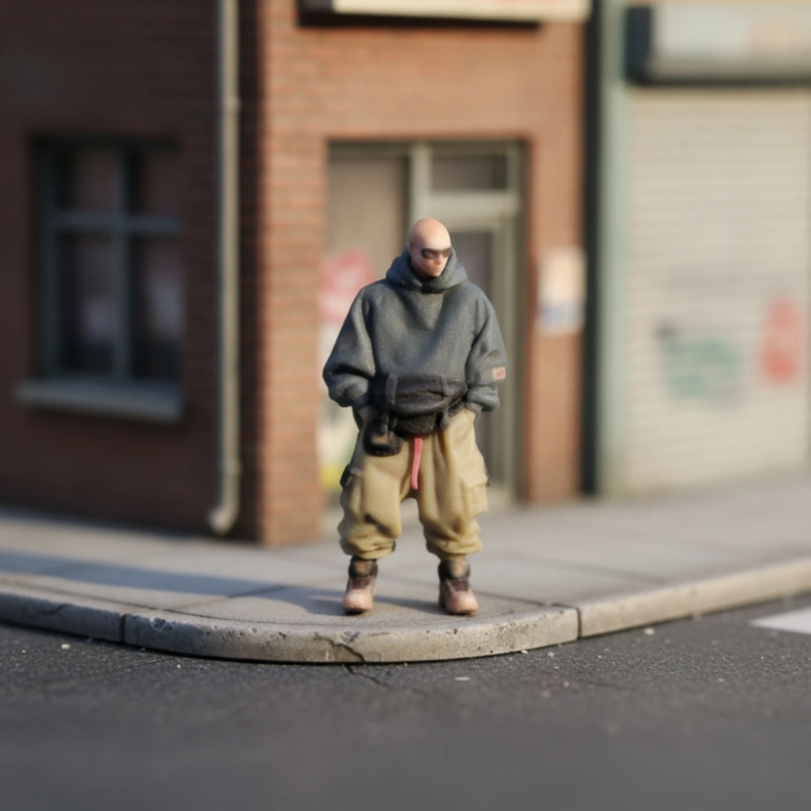 Miniature Figurine Compact Streetwear Figure Hooded Figure Detailed for Collectors, Dioramas, Desk Decor