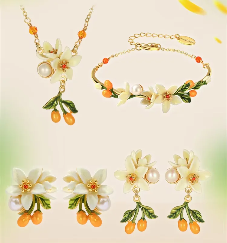 Conjunto de Joyería Fina Juicy Grape para Mujer, Nueva Tendencia 2026, Accesorio de Joyería Flor de Azahar, Diseño Original, Regalos de Cumpleaños y Navidad