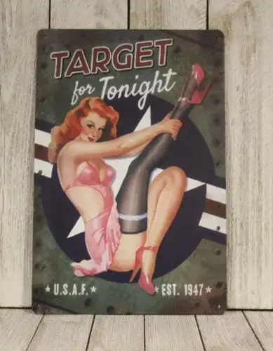 Sexy Pinup Girl Poster Tin Sign Vintage Look American USAF Airforce