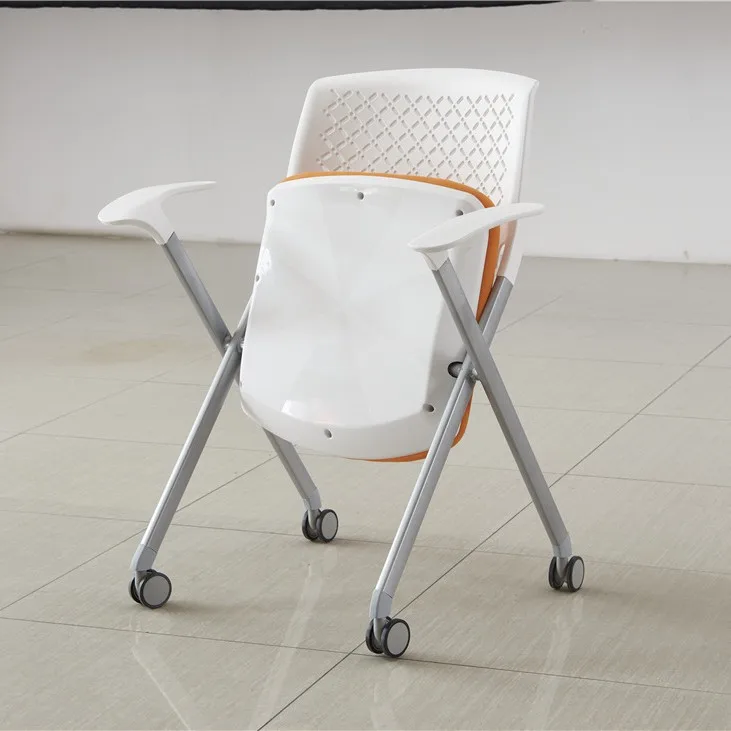 Folding Chair Classroom Desks Chairs Removable Training Chair Mobile Wheeled Conference Chair Writing Board