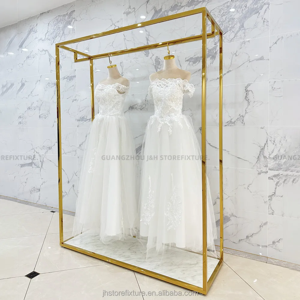 Wedding Dress Furniture Luxury Display Rack Gold Store Display Stand Trade Show Display Shelves