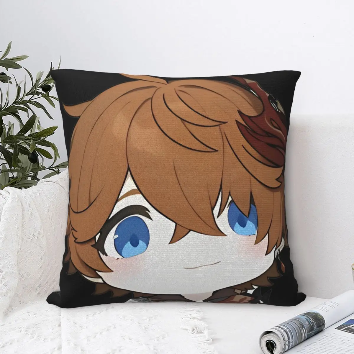 Tartaglia Wide Face Meme Genshin Impact Square Pillow Cases Anime Game Cushion Cover Custom Zipper Decor Pillowcover for Home