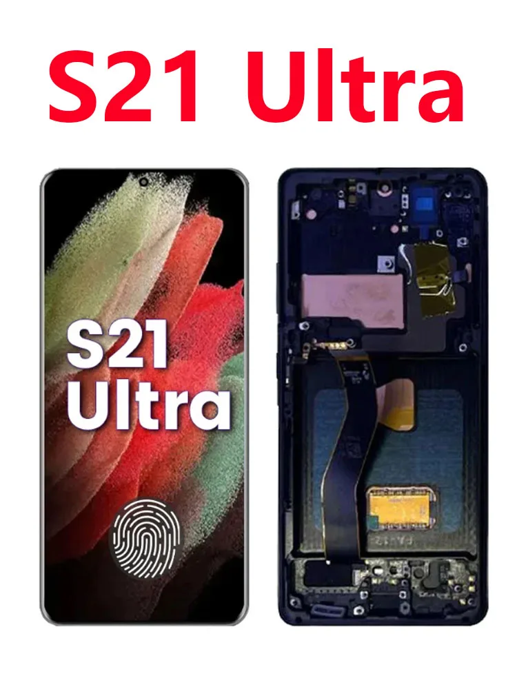 

Original For Samsung Galaxy S21 Ultra 5G Lcd G998B G998F with frame screen assembly touch screen digitizer LCD replacement
