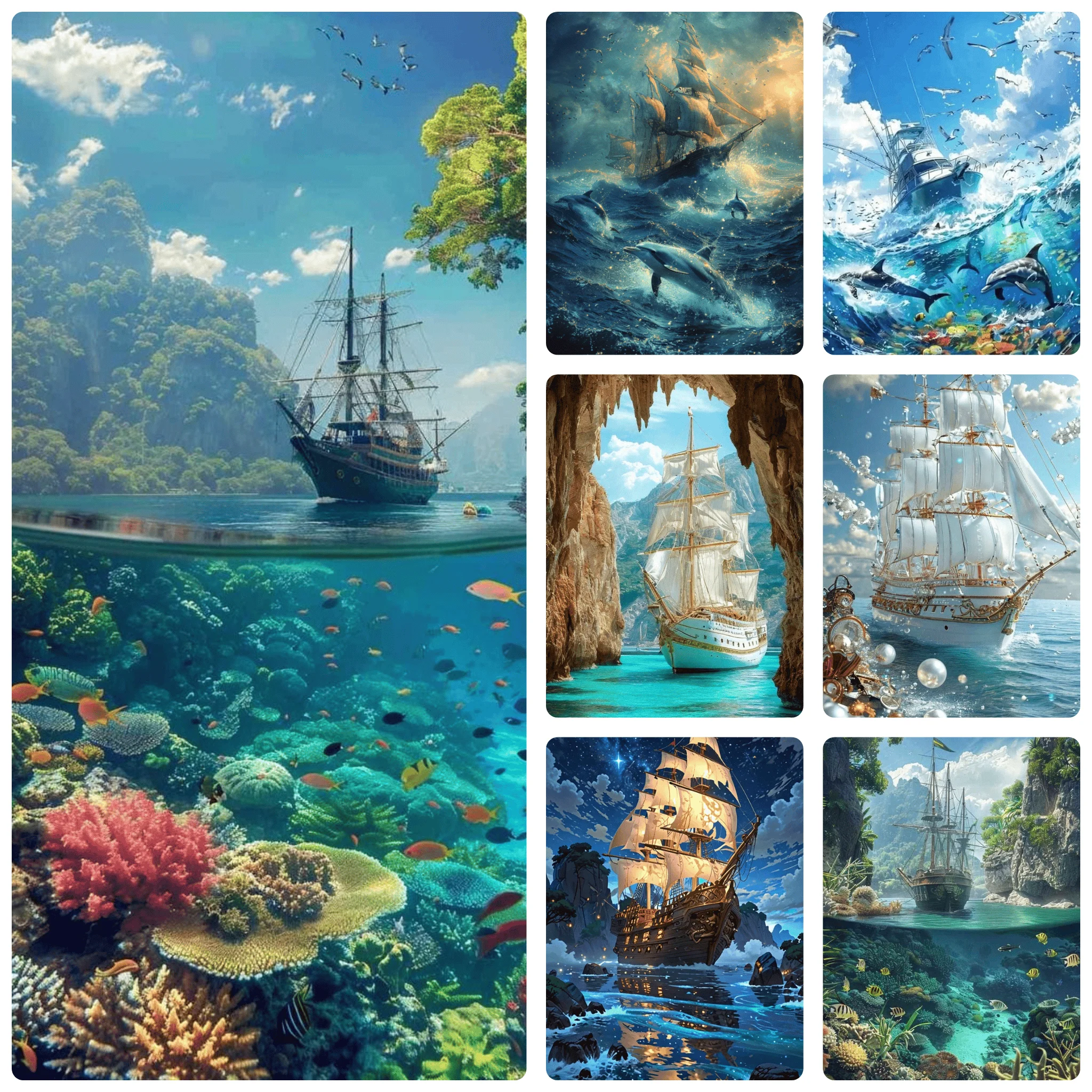 Puzzle 500 pièces à vue panoramique fascinante sur navire et récif corallien, jeu de haute difficulté, anti-stress, décoration murale pour la maison