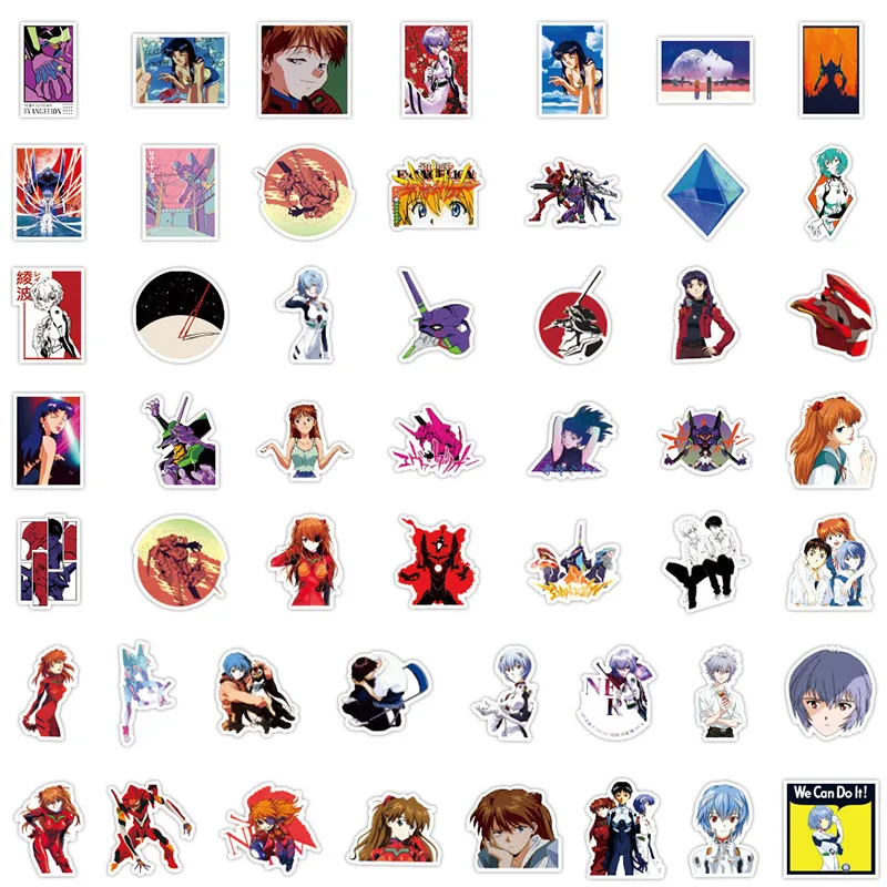 100PCS Neon Genesis Evangelion DIY Stickers Phone Trunk Refrigerator Waterproof Anime Stickers Anime Figure Image Toys Sticker