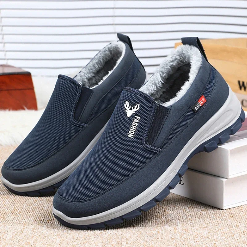 Men Casual Sneakers Non-Slip Breathable Tennis Shoes for Men Winter Warm Slip-On Loafers Soft Sole Comfort Men Driving Shoes New